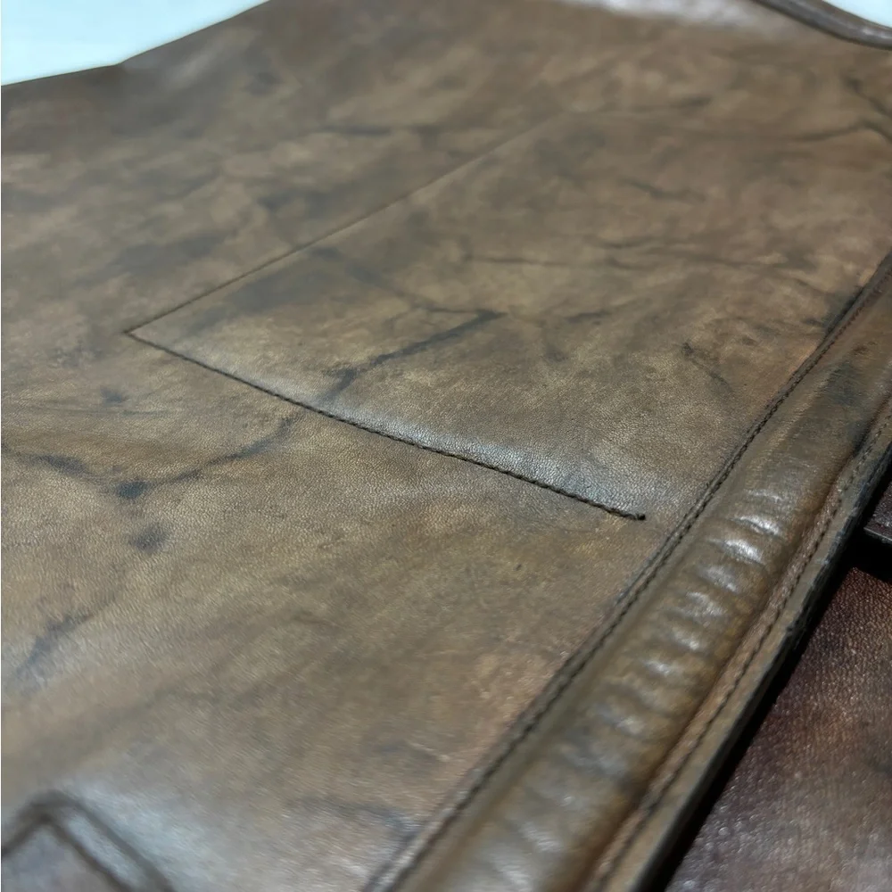 C&C Vintage Leather Briefcase attached brown